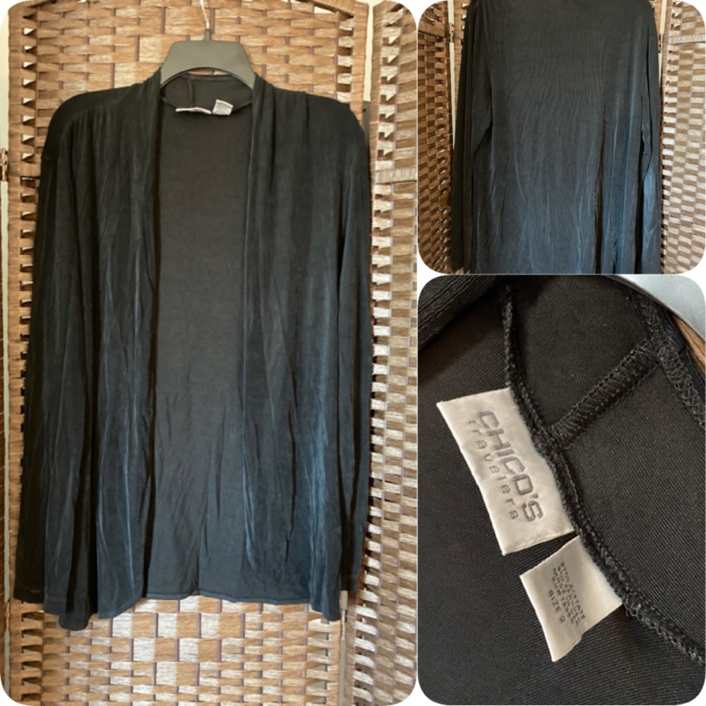 Chico’s 2 top cardigan jacket large 12/14 casual stretch